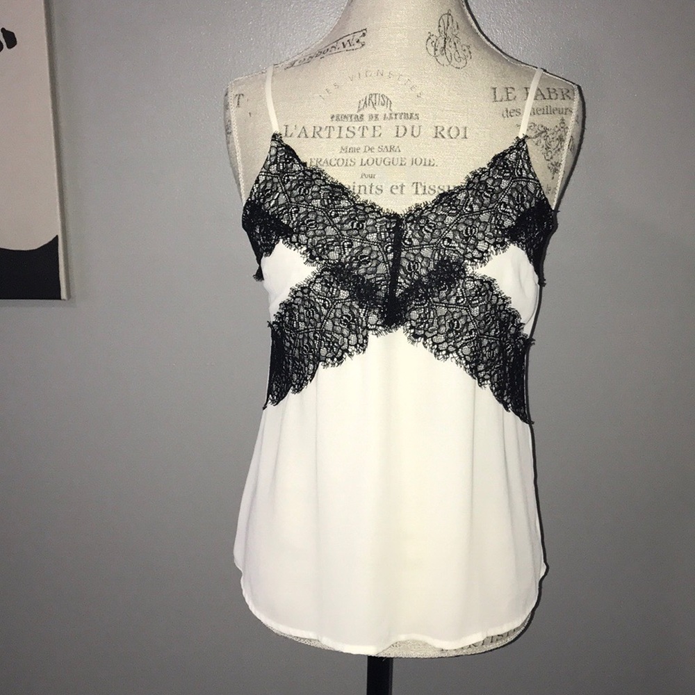 Forever 21 Black lace and White Tank Top